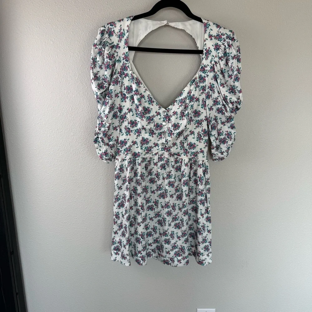 New For Love & Lemons Taggart Floral Print Mini Dress White NWT - Picture 2 of 16